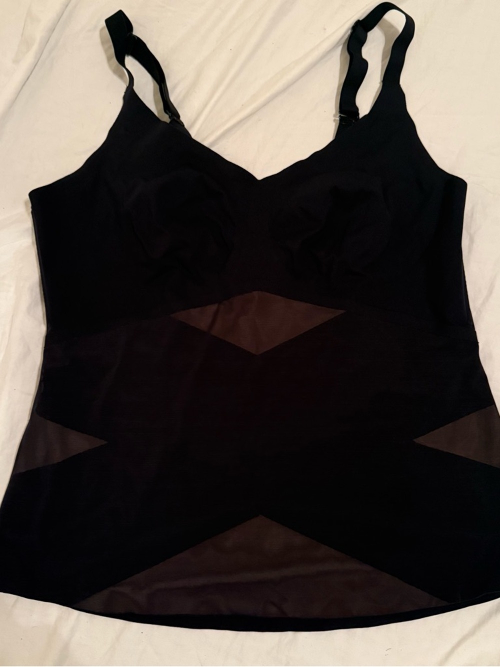 Honeylove Compression Tank Shapewear Black Mesh Panel Built-In Bra 2X